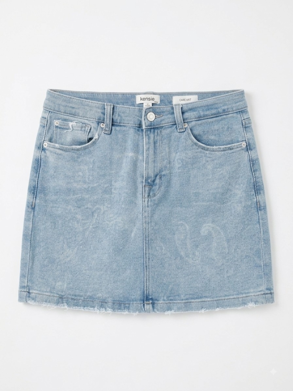 kensie Light Blue Denim Mini Skirt